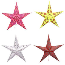Load image into Gallery viewer, Indian Handmade Paper Star Lantern Multicolor Lamp Set of 4 Pcs Light Christmas Party Festive for Home Decoration, Festival, Events
