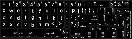 Apple NS English Large Lettering Non-Transparent Keyboard Labels Black Background (Lower CASE) for Desktop, Laptop and Notebook