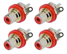 Load image into Gallery viewer, 4 Genuine Neutrik Rean NYS367-2 Gold Plated RCA Phono Chassis Mount Socket, Red
