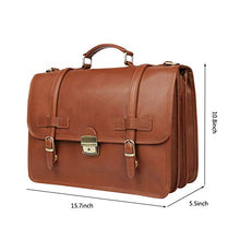 Load image into Gallery viewer, Garyesh Mens Briefcase Leather 14&quot; Laptop Bag Messenger Bag with Lock (Tan)
