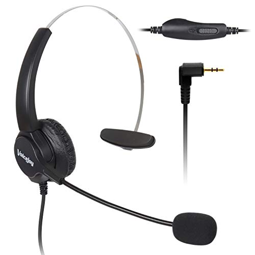 Telephone Headset with Microphone Wired Phone Headset for Panasonic Cordless Phones with 2.5mm Jack Plus Many Other DECT Phones Polycom Grandstream Cisco Linksys SPA,Zultys Gigaset,AT&T IP Phones