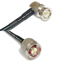 25 feet RFC195 KSR195 Silver Plated BNC Male Angle to N Male RF Coaxial Cable