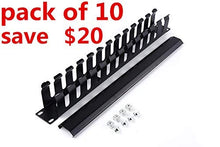 Load image into Gallery viewer, All Metal - 1U 19 Inch Server Rack Wire Management System - Rack Mount Horizontal Cable management with mounting screws 12 large slot Cable Manager Finger Duct (Server cable management pack of 10)
