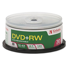 Load image into Gallery viewer, Verbatim 94834 DVD+RW Discs, 4.7GB, 4X, Spindle, 30/Pack
