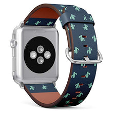 Load image into Gallery viewer, Compatible with Big Apple Watch 42mm, 44mm, 45mm (All Series) Leather Watch Wrist Band Strap Bracelet with Adapters (Cute Cactus Mexican)
