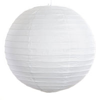 (Set of 3) Round Party Lanterns (14 Inch, White Even Ribbed Paper Lanterns)