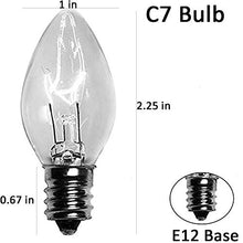 Load image into Gallery viewer, 25 Pack Clear Replacement Bulbs, C7 Outdoor String Light Bulbs, C7/E12 Candelabra Base, 5 Watt-Clear
