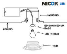 Load image into Gallery viewer, Nicor Lighting 6 Inch White Recessed Baffle Trim, Fits 6 Inch Housings (17511)
