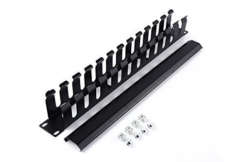 All Metal - 1U 19 Inch Server Rack Wire Management System - Rack Mount Horizontal Cable management with mounting screws 12 large slot Cable Manager Finger Duct (Server cable management pack of 10)