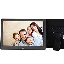 Load image into Gallery viewer, HE Digital Photo Frame 12-Inch Widescreen Display Pictures and Videos on Your Photo Frame Via Mobile App or Email, Music Playback, Auto-Sensing, for SD, Mini SD, with Remote Control,Black
