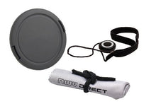 Load image into Gallery viewer, Lens Cap Side Pinch (49mm) + Lens Cap Holder + Nw Direct Microfiber Cleaning Cloth for Canon EOS M50
