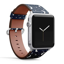 Load image into Gallery viewer, Compatible with Small Apple Watch 38mm, 40mm, 41mm (All Series) Leather Watch Wrist Band Strap Bracelet with Adapters (Moon Stars Night)
