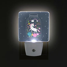 Load image into Gallery viewer, Naanle Set of 2 Unicorns are Real Rainbow Star Floral Bottle Auto Sensor LED Dusk to Dawn Night Light Plug in Indoor for Adults
