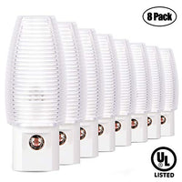 Emotionlite 8-Pack Plug in Night Light, Warm White LED Nightlight, Dusk to Dawn Sensor, Kids, Nursery, Bedroom, Bathroom,Hallway, Stairs, Kitchen, UL Listed