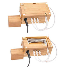 Load image into Gallery viewer, MOZOWO Bamboo Desktop 3 USB HUB Charging Dock Station Charger Holder Cradle Stand Compatible iPhone 11Pro Max XS XR X 8 7 6 6S Plus Apple Watch 2 3 4 / iWatch 38mm &amp; 42mm AirPods Samsung Smartphones
