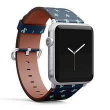 Load image into Gallery viewer, Compatible with Big Apple Watch 42mm, 44mm, 45mm (All Series) Leather Watch Wrist Band Strap Bracelet with Adapters (Cute Cactus Mexican)
