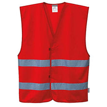 Load image into Gallery viewer, Portwest Iona 2 Band Vest Hi Vis Visibility Reflective Night Work Security Wear Safety, Red, XX3X
