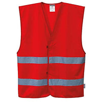Portwest Iona 2 Band Vest Hi Vis Visibility Reflective Night Work Security Wear Safety, Red, XX3X