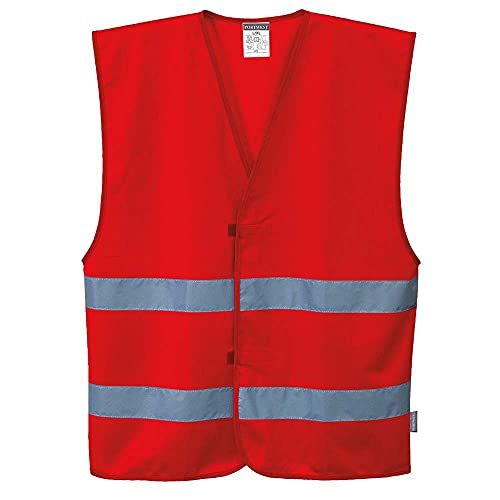 Portwest Iona 2 Band Vest Hi Vis Visibility Reflective Night Work Security Wear Safety, Red, XX3X