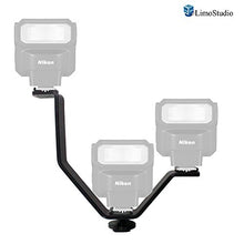 Load image into Gallery viewer, LimoStudio Triple Mount Cold Shoe V Mounting Bracket for Video Lights, Microphone, Monitor, Camera Accessories, Photo Studio, AGG2643
