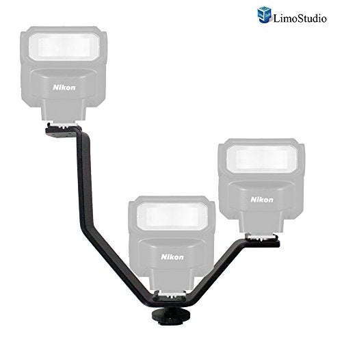 LimoStudio Triple Mount Cold Shoe V Mounting Bracket for Video Lights, Microphone, Monitor, Camera Accessories, Photo Studio, AGG2643