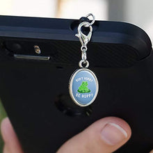 Load image into Gallery viewer, GRAPHICS &amp; MORE Don&#39;t Worry Be Hoppy Frog Funny Humor Mobile Cell Phone Headphone Jack Oval Charm fits iPhone iPod Galaxy
