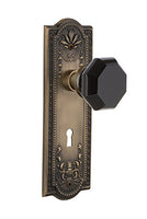 Nostalgic Warehouse 723853 Meadows Plate with Keyhole Double Dummy Waldorf Black Door Knob in Antique Brass