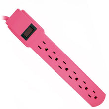 Load image into Gallery viewer, Topzone 1 Feet 6 Outlets Built-in Safety Circuit Breaker Angle Plug AC Wall Power Strip UL Listed (Pink)
