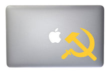 Load image into Gallery viewer, Communist Hammer and Sickle Vinyl Decal for MacBook, Laptop or Other Device 5 Inch (Yellow)
