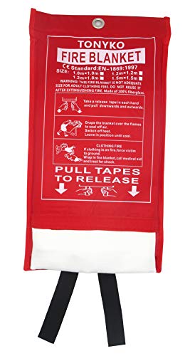 Tonyko Fiberglass Fire Blanket for Emergency Surival, Flame Retardant Protection and Heat Insulation with Various Sizes (5959 inches)