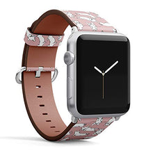 Load image into Gallery viewer, Compatible with Small Apple Watch 38mm, 40mm, 41mm (All Series) Leather Watch Wrist Band Strap Bracelet with Adapters (Happy Dogs Group French Bulldog)
