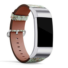 Load image into Gallery viewer, Replacement Leather Strap Printing Wristbands Compatible with Fitbit Charge 2 - Floral Pattern On Teal Background

