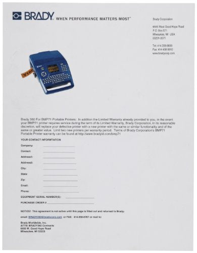 Brady 116246 Replacement Printer Program For BMP71 Label Printer