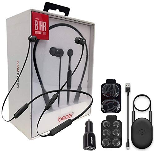 Beats by Dr. BeatsX Wireless in-Ear Headphones - Black - with Dual Car Adapter & Ear Gel,Lighting USB Kit (Renewed)