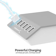Load image into Gallery viewer, Sabrent Premium 60 Watt (12 Amp) 6-Port Aluminum Family-Sized Desktop USB Rapid Charger. Smart USB Charger with Auto Detect Technology [Silver] (AX-FLCH)
