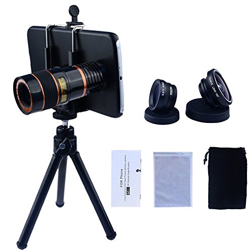 Apexel Samsung Galaxy Note 5 Camera Phone Lens Kit Including 8X Manual Focus Telephoto Lens/Fisheye Lens/Wide Angle Lens/Macro Lens with Mini Tripod/Universal Phone Holder for Samsung Galaxy Note 5