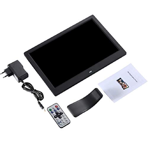 HE Digital Photo Frame 12-Inch Widescreen Display Pictures and Videos on Your Photo Frame Via Mobile App or Email, Music Playback, Auto-Sensing, for SD, Mini SD, with Remote Control,Black