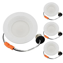 Load image into Gallery viewer, LEDwholesalers 4&quot; Recessed Dimmable 9W LED Downlight with White Trim 90-CRI, ETL &amp; Energy Star (4-Pack), Warm White 3000K, 2225WWx4
