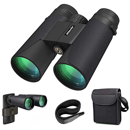 Hitechz 12x42 Binoculars for Adults, Compact HD Professional Waterproof Binoculars for Bird Watching Travel Stargazing Hunting Concerts Sports-BAK4 Prism FMC Lens with Phone Mount Carrying Bag