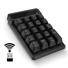 Load image into Gallery viewer, Number Pad,Portable Mini USB 2.4GHz 19-Key Financial Accounting Numeric Keypad Keyboard Extensions for Data Entry in Excel for Laptop, PC, Desktop, Surface pro, Notebook, etc (Wireless Number Pad)
