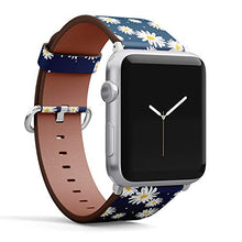 Load image into Gallery viewer, Compatible with Small Apple Watch 38mm, 40mm, 41mm (All Series) Leather Watch Wrist Band Strap Bracelet with Adapters (White Daisies Circle)
