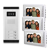 Load image into Gallery viewer, AMOCAM 3 Units Apartment Video Intercom System, Wired Video Door Phone Kit, 1 PCS Night Vision Camera, 3 PCS LCD 7 Inches Monitor, Support Monitoring, Unlock, Dual Way Intercom, for 3-Household
