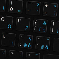 Italian - English NS Non-Transparent Keyboard Labels Work with Apple Black Background for Desktop, Laptop and Notebook