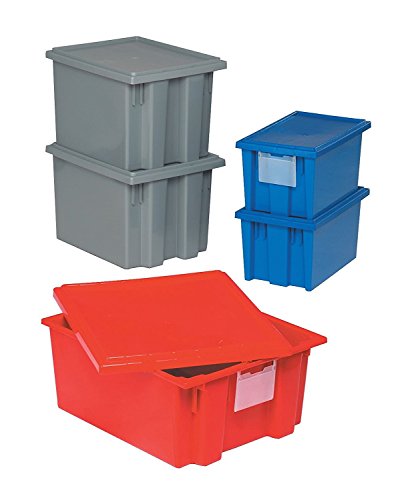Quantum LID301RD Lid for SNT300 Stack and Nest Tote, Red, 3-Pack