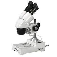 AmScope SE303-PX Binocular Stereo Microscope, WF5x and WF10x Eyepieces, 5X/10X/15X/30X Magnification, 1X and 3X Objectives, Tungsten Lighting, Reversible Black/White Stage Plate, Pillar Stand, 110V