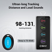 Load image into Gallery viewer, Key Finder, Esky Wireless RF Item Locator, 1 Transmitter with 4 Receivers, Item Tracker with 131ft Working Range and Led Flashlight Function, Key RF Locator, Pet Tracker Wallet Tracker
