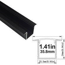 Load image into Gallery viewer, LED Aluminum Channel with Clear Cover, LightingWill 10 Pack 3.3Ft/1M U Shape Flush Mount (Section Size:0.95&quot; x 1.42&quot;) Anodized Black Channel System for &lt;20mm LED Strip Lights with Caps+Clips U05
