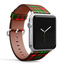Load image into Gallery viewer, Compatible with Small Apple Watch 38mm, 40mm, 41mm (All Series) Leather Watch Wrist Band Strap Bracelet with Adapters (High Detailed Tartan Plaid)
