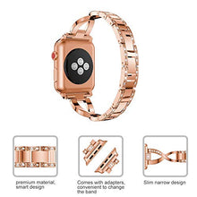 Load image into Gallery viewer, Dassions Metal Bangle Rhinestone Diamond Wristband X-Link Strap for Apple Watch Band 38mm 40mm 41mm Women Iwatch Series 7 6 5 4 3 2 Se (38mm/40mm/41mm Rose Gold)
