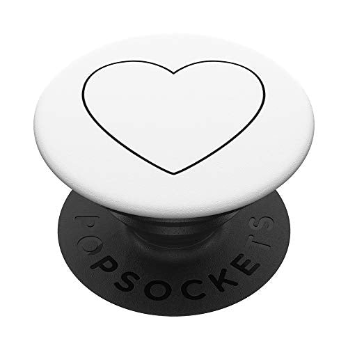 White Black Heart Valentines Day PopSockets PopGrip: Swappable Grip for Phones & Tablets